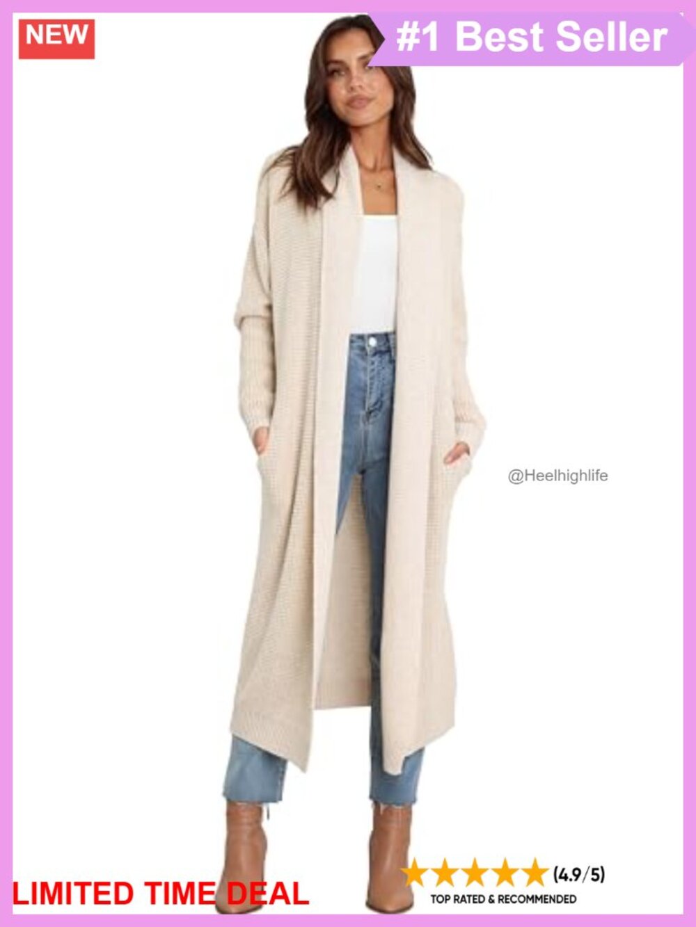 Lightweight Cardigan Sweater Long Sleeve Round Neck Pull On